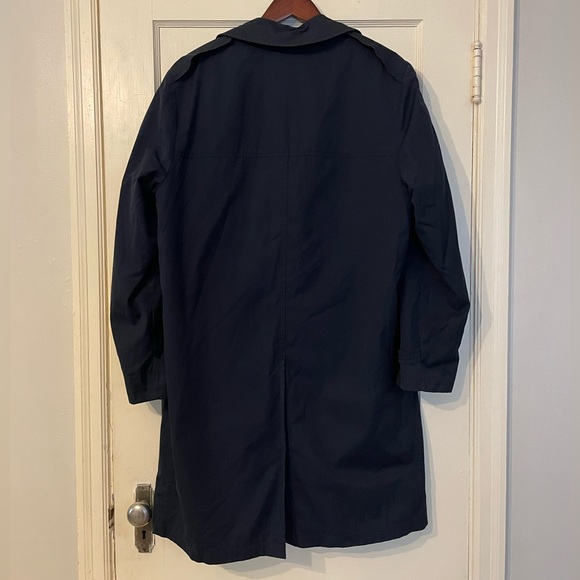 London fog vintage navy blue double breasted maincoat with red liner - Picture 2 of 12